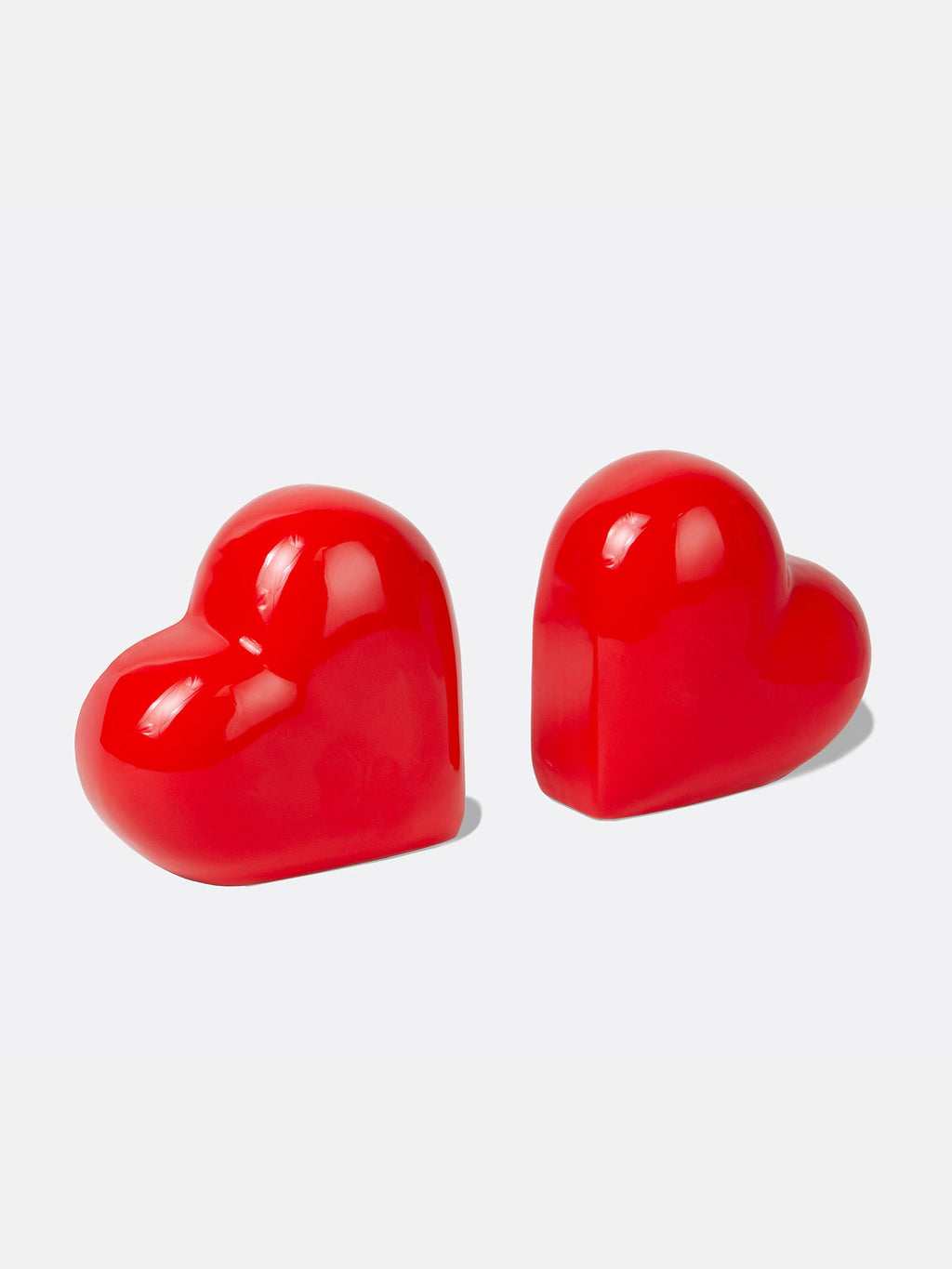 Paire de serre-livres DOIY Love, cœurs rouges en céramique.