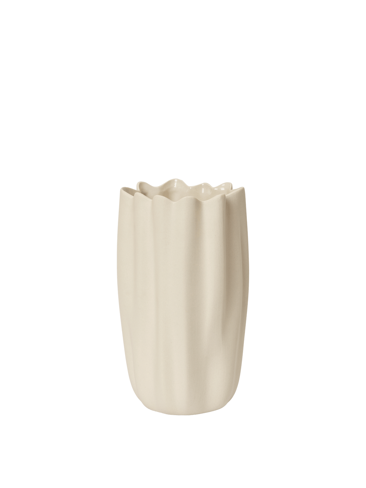 Vase Nium blanc cassé de face sur fond blanc.