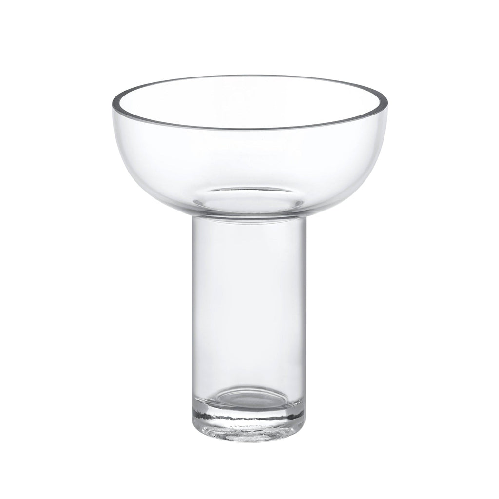 Vase Miyabi haut en verre transparent vu de face sur fond blanc.