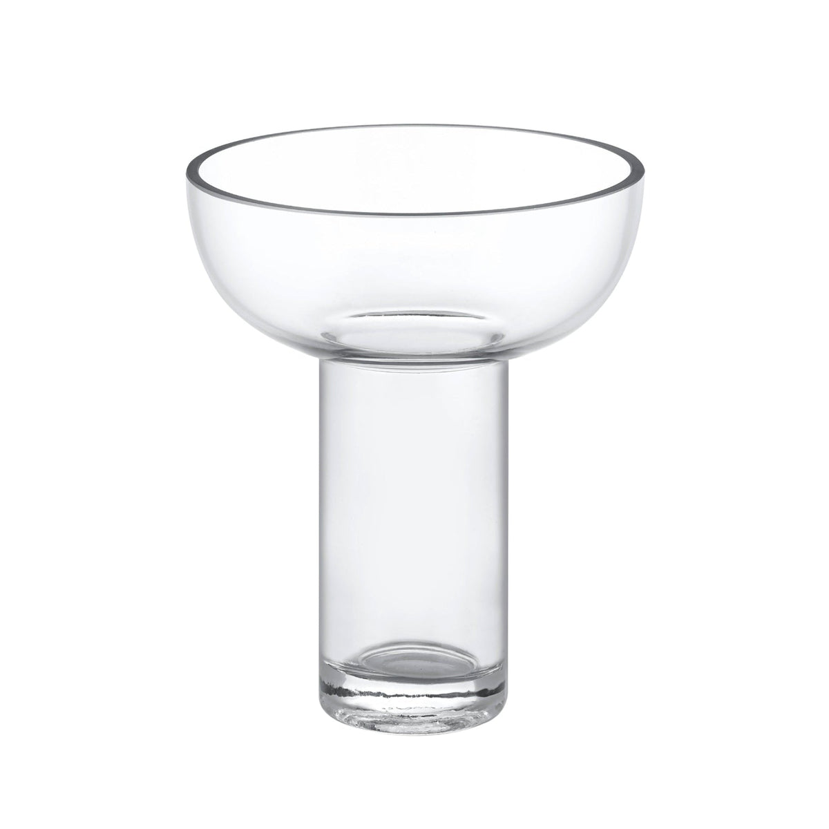 Vase Miyabi haut en verre transparent vu de face sur fond blanc.
